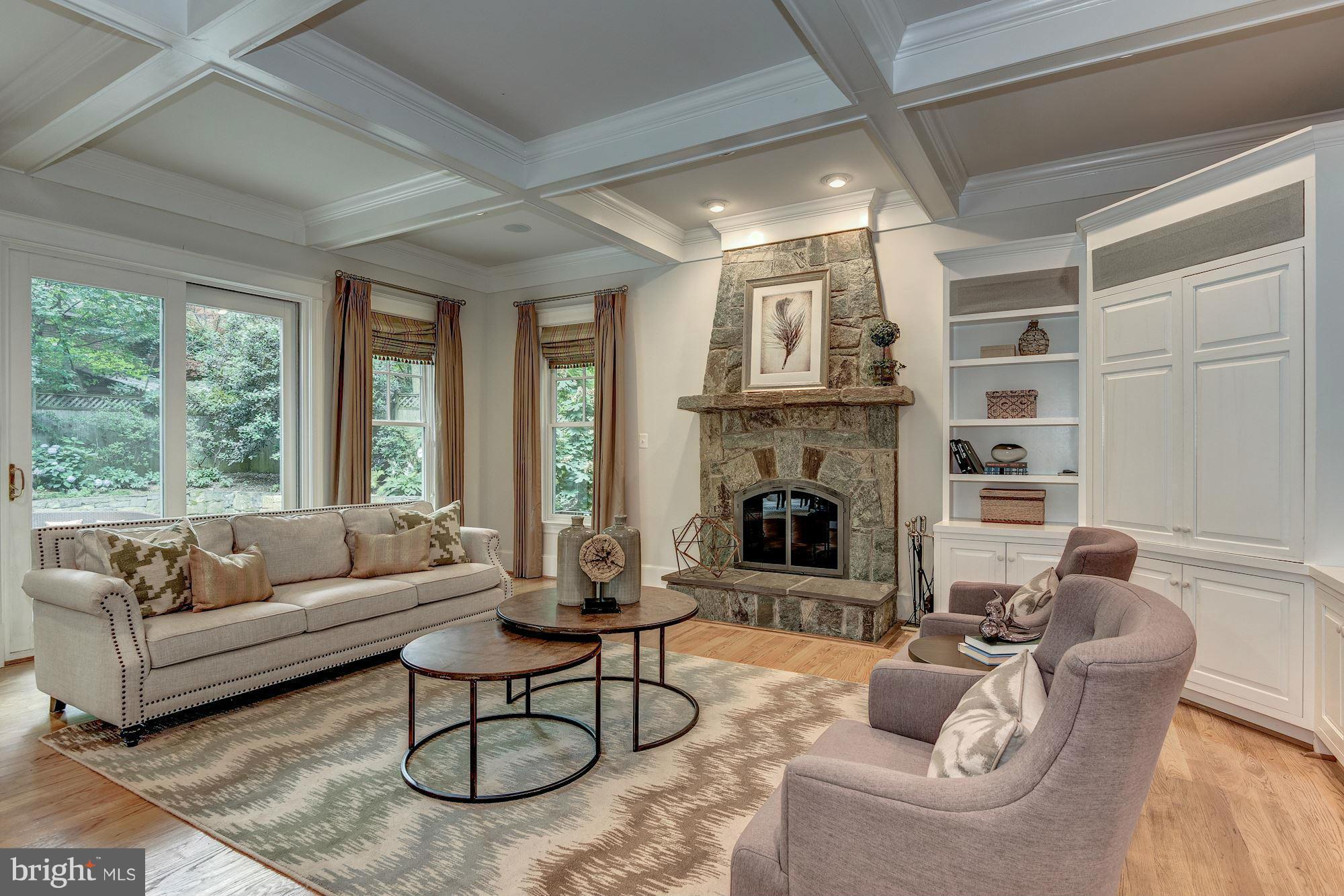 8007 Overhill Road Bethesda, MD 20814 - Photo 8 of 22 Family Room with Stone Fireplace