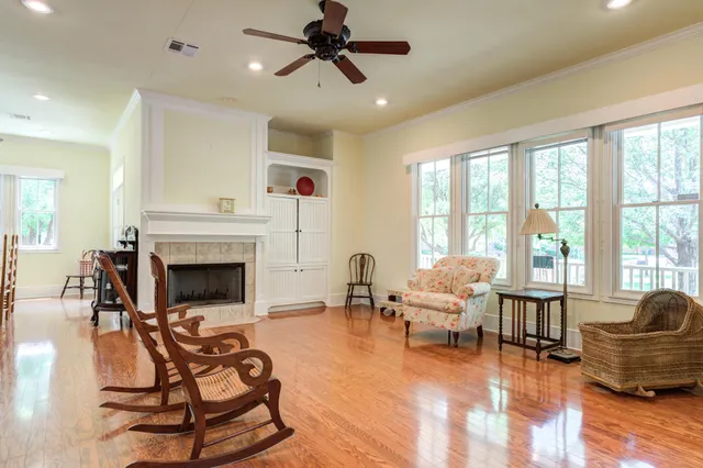 a living room with furniture