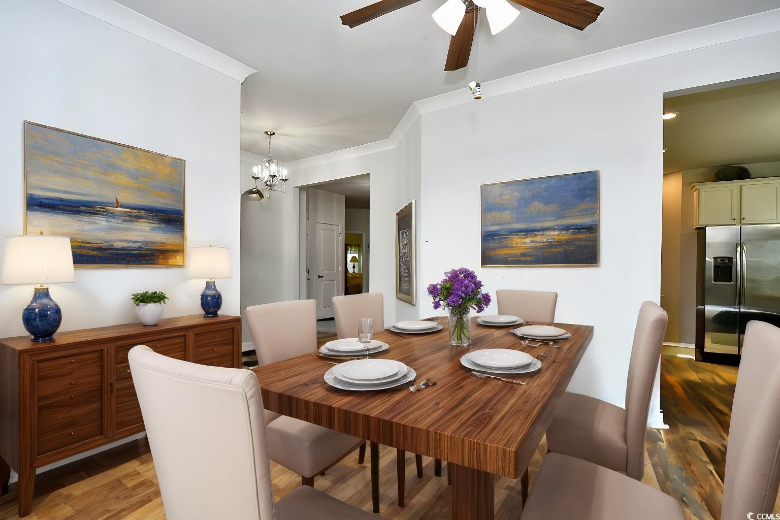 437 Oaklanding Lane Murrells Inlet, SC 29576 - Photo 6 of 40 Virtually Staged Dining space featuring wood-type