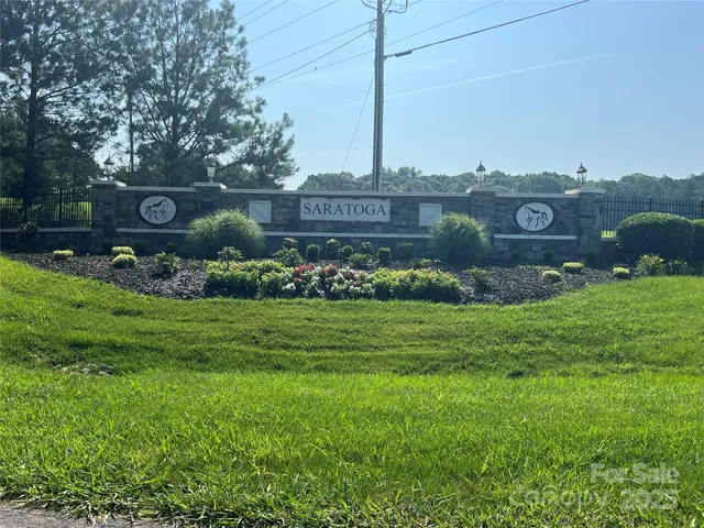 a view of a garden with an houses