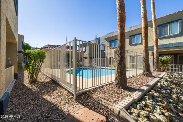 a view of a balcony with a swing