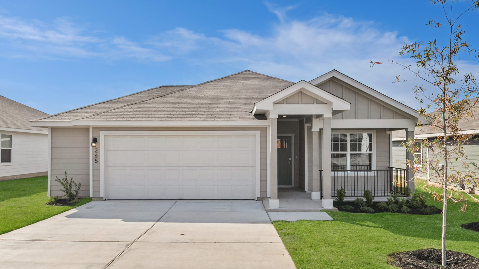 265 Balmorhea Street Kyle, TX 78640 - Photo 1 of 25 a front view of a house with a garden and plants