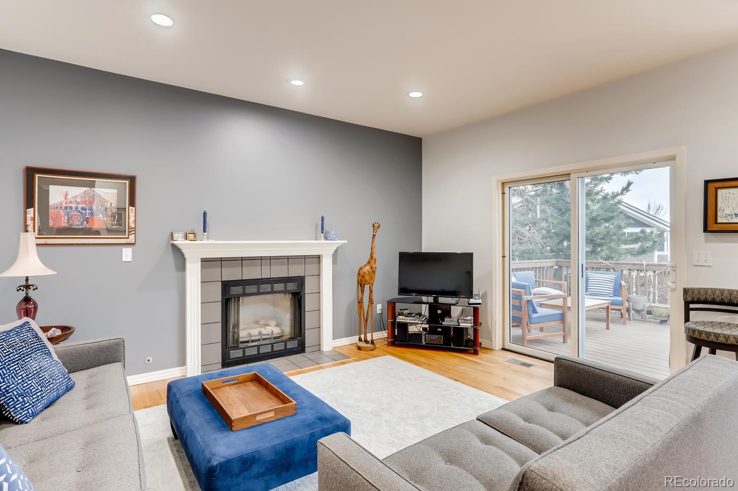 1450 Oakleaf Circle Boulder, CO 80304 - Photo 20 of 27 a living room with furniture a fireplace and a flat screen tv