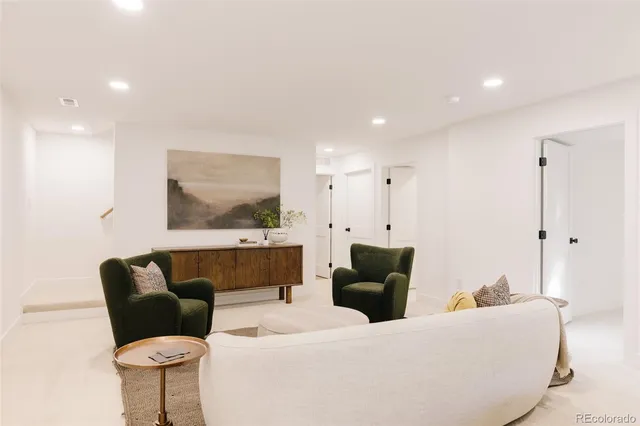 a view of a living room and with furniture