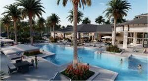 9093 Chauvet Way Boca Raton, FL 33496 - Photo 29 of 31 a swimming pool with outdoor seating and a garden