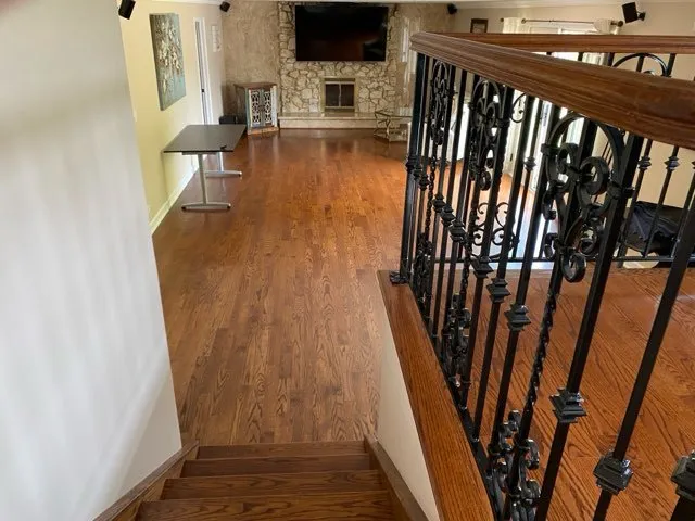 a view of entryway with wooden floor