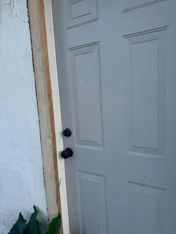 a view of wooden door