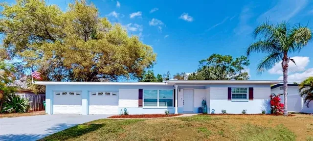 a view of a house with a backyard