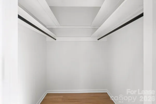 a view of a room with racks on the wall