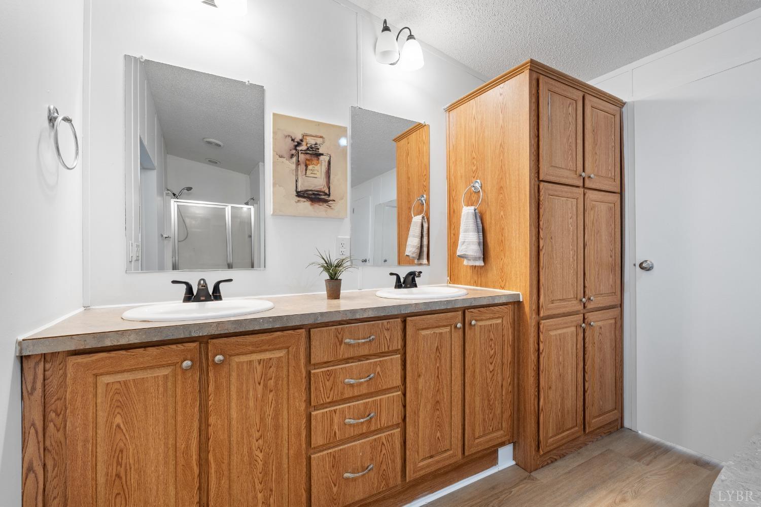 128 Douglas Drive Dry Fork, VA 24549 - Photo 22 of 45 a bathroom with a double vanity sink and a mirror