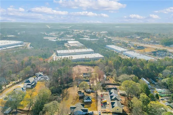 a view of a lake with a yard