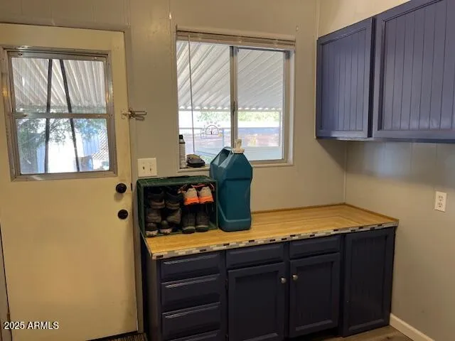 a kitchen with a sink and wooden cabinets