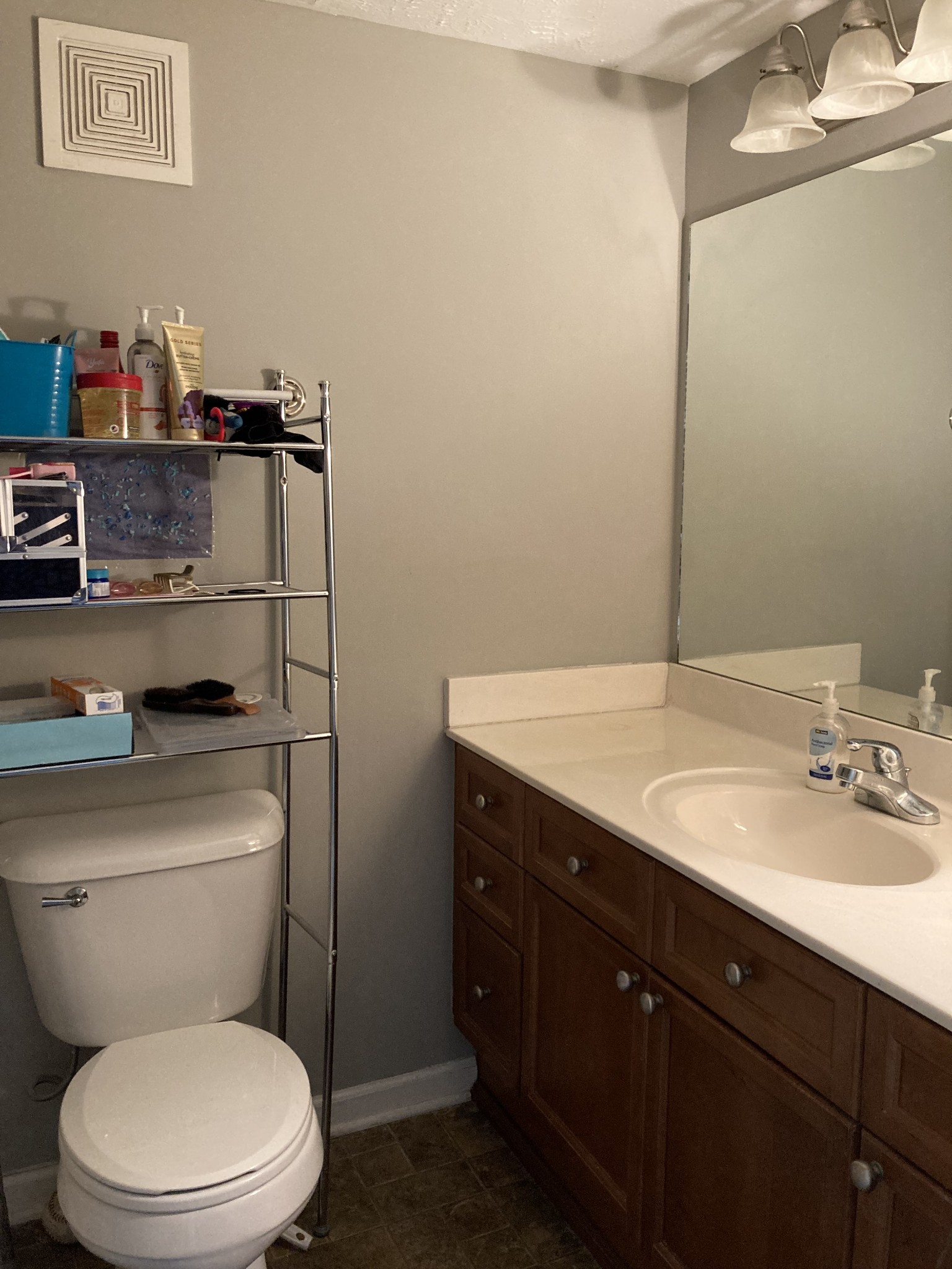 420 Elysian Fields Road, Unit E5 Nashville, TN 37211 - Photo 13 of 14 a bathroom with a granite countertop toilet sink and mirror