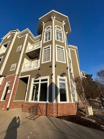 a front view of a multi story building