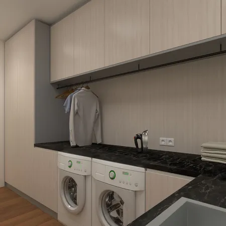 a kitchen with a sink cabinets and wooden floor