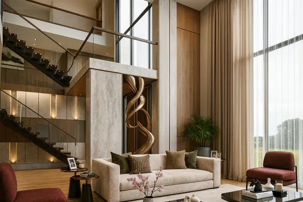 a living room with furniture