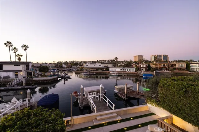 a view of a lake with a city