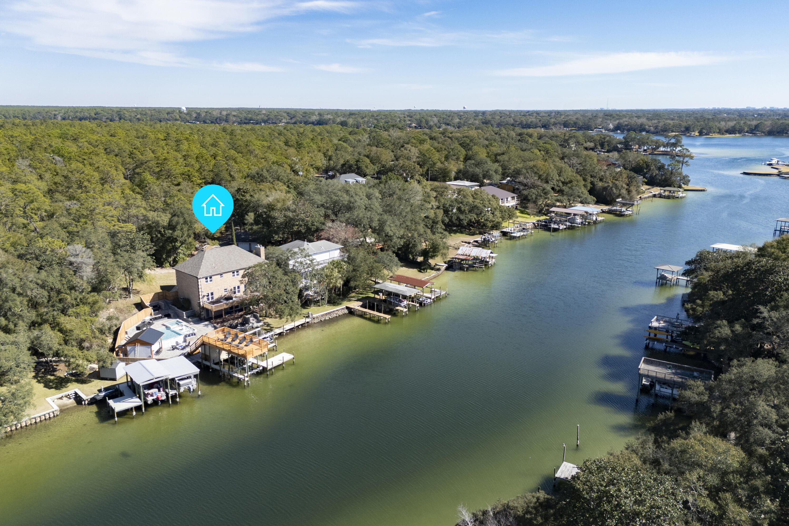 147 Eldredge Road Fort Walton Beach, FL 32547 - Photo 81 of 82 an aerial view of a houses with ocean view