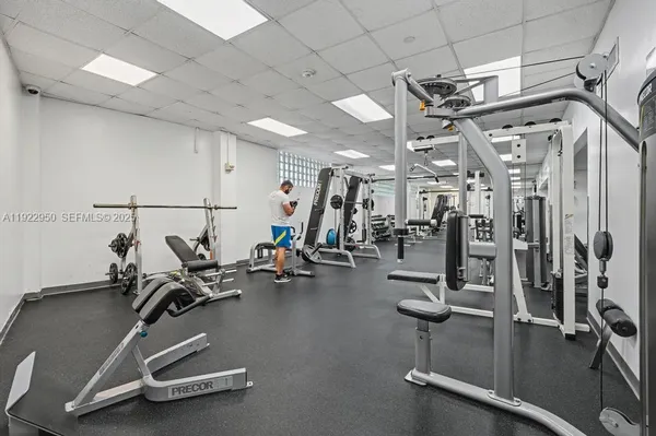 a view of a room with gym equipment