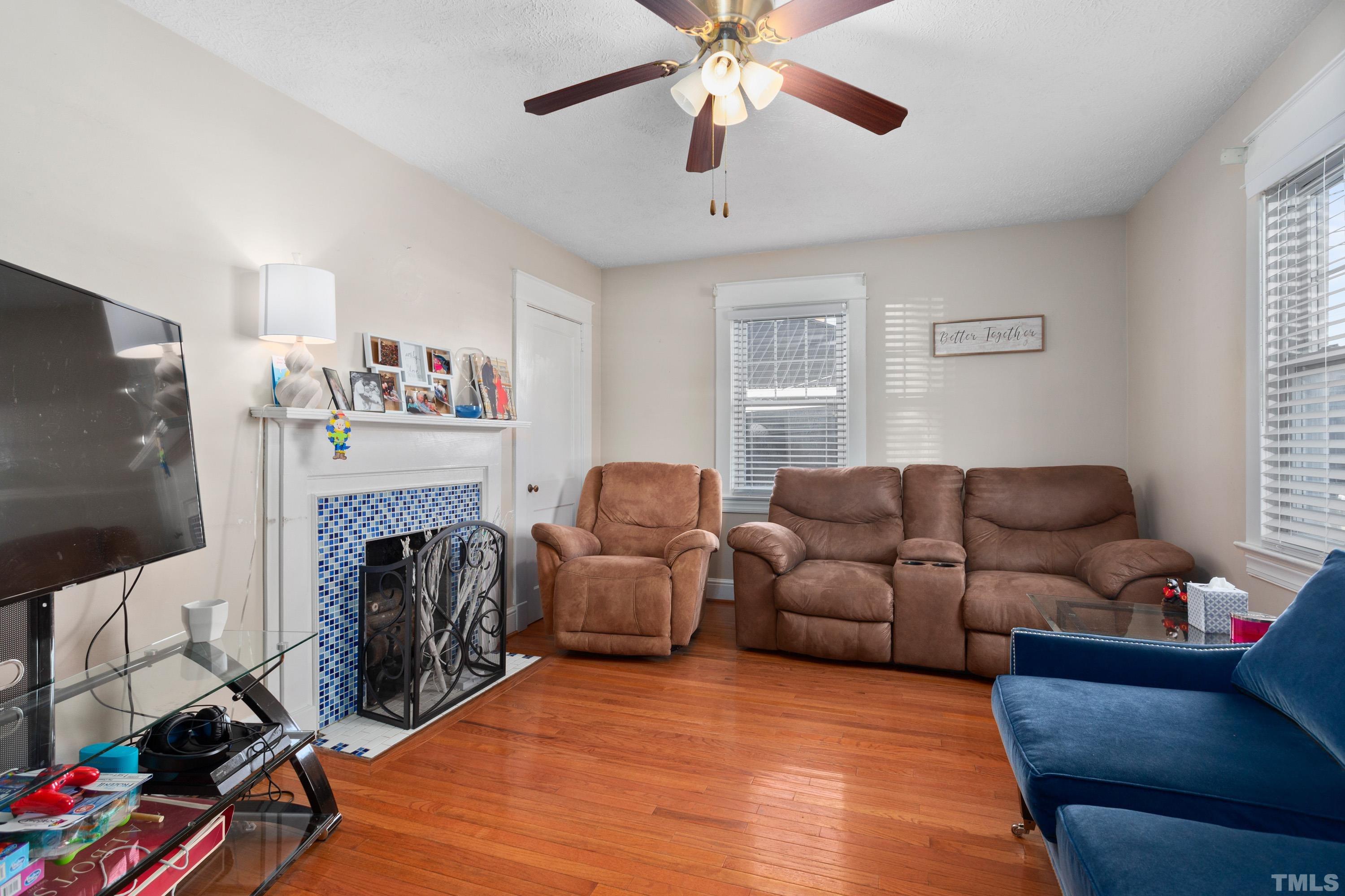 213 Edgar Street Roxboro, NC 27573 - Photo 10 of 29 a living room with furniture and a fireplace