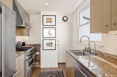 a room with a table and chairs