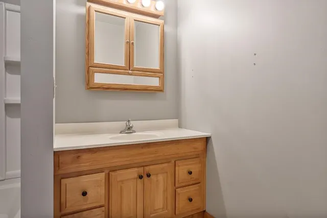 a view of an empty walk in closet