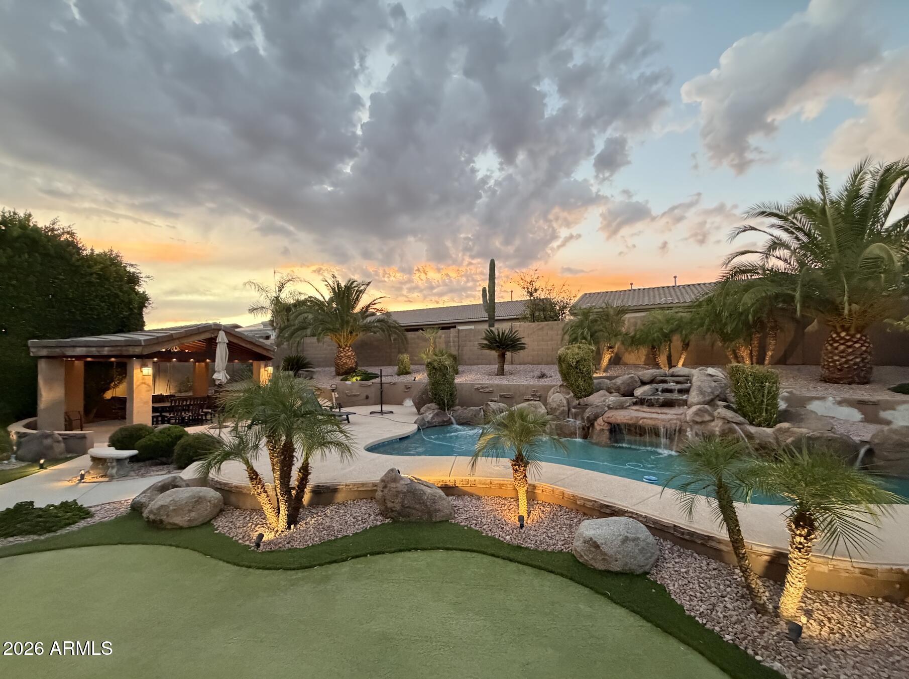 3416 West Montello Road Phoenix, AZ 85086 - Photo 56 of 68 Backyard at twilight