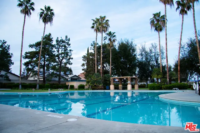 an outdoor space with seating