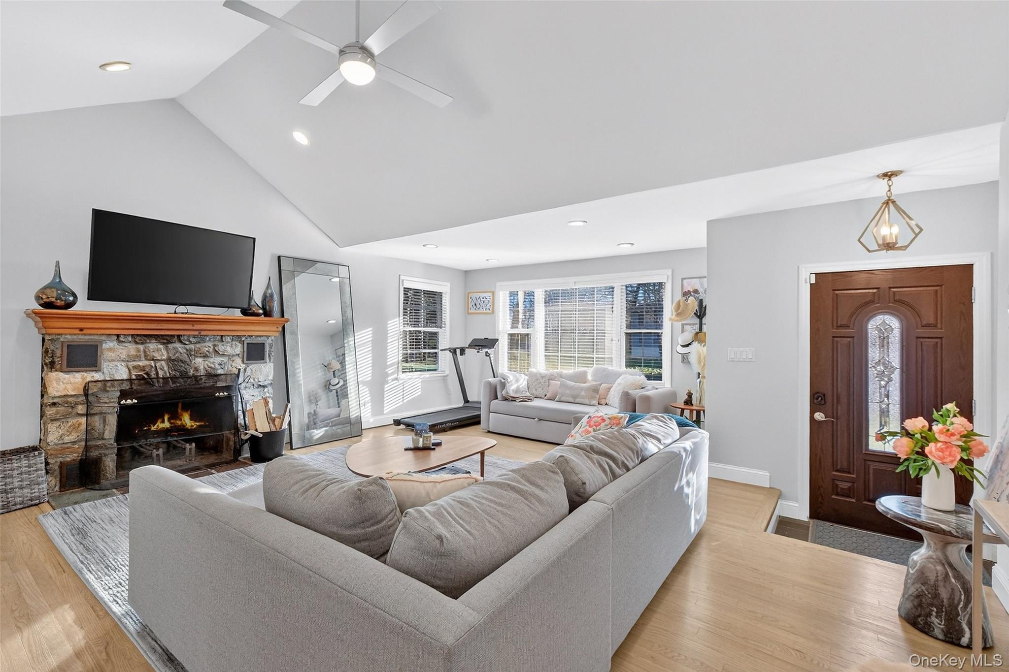 550 Beach Road Mahopac, NY 10541 - Photo 10 of 38 a living room with furniture a fireplace and a flat screen tv