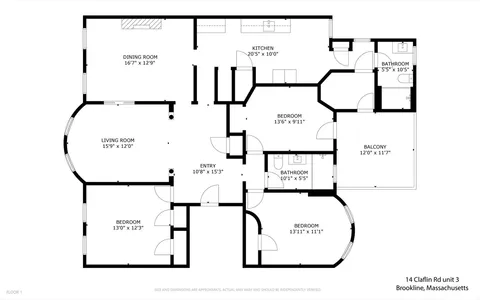 $1,499,000 | 14 Claflin Road, Unit 3, Brookline, MA 02445