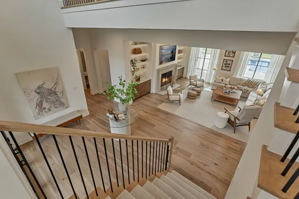 a living room with furniture