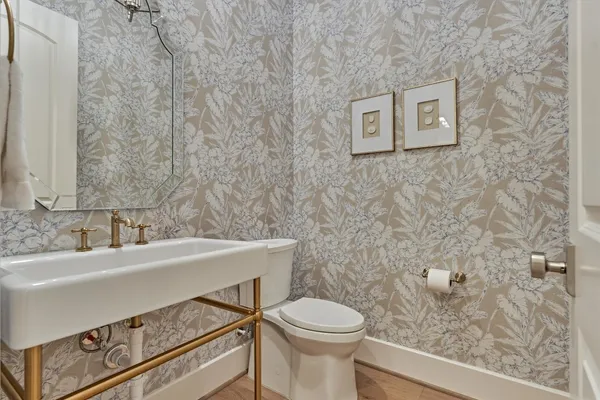 a view of an entryway with bathroom