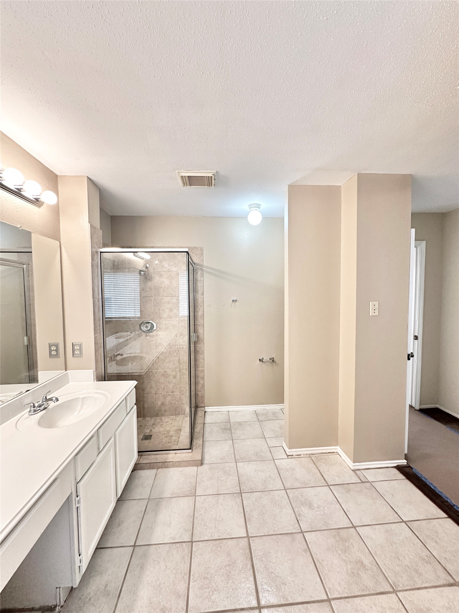 16827 Ashbridge Court Spring, TX 77379 - Photo 12 of 20 a bathroom with a shower a sink and a mirror