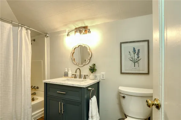 a bathroom with a toilet a sink and mirror