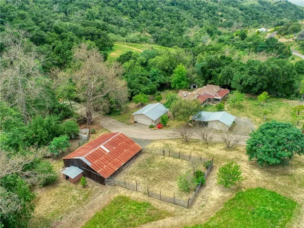 an aerial view of a house