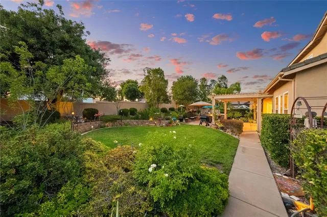 a view of a grassy field with an trees
