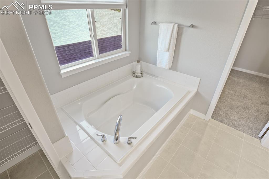 11848 Alydar Loop Colorado Springs, CO 80921 - Photo 33 of 50 Bathroom featuring a bath, baseboards, and a spacious closet
