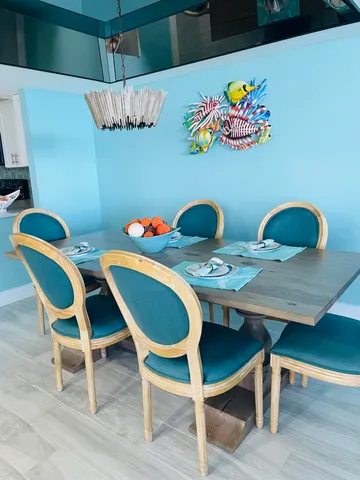 a workspace with furniture and wooden floor