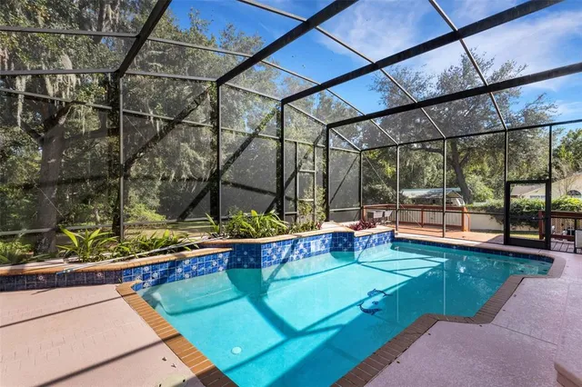 a view of swimming pool with a yard