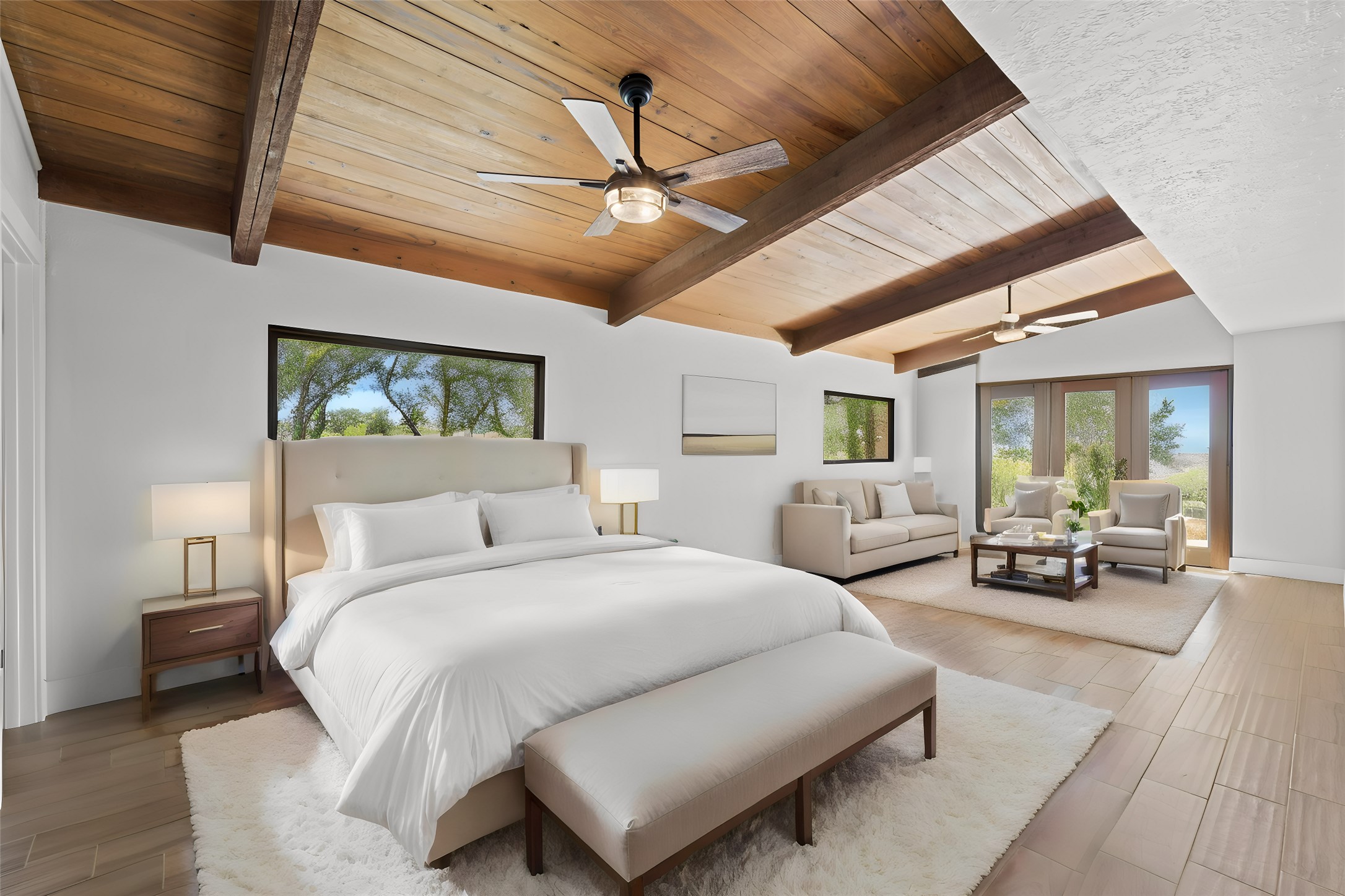 241 Highway 87 Comfort, TX 78013 - Photo 11 of 40 a spacious bedroom with a bed couch and a ceiling fan