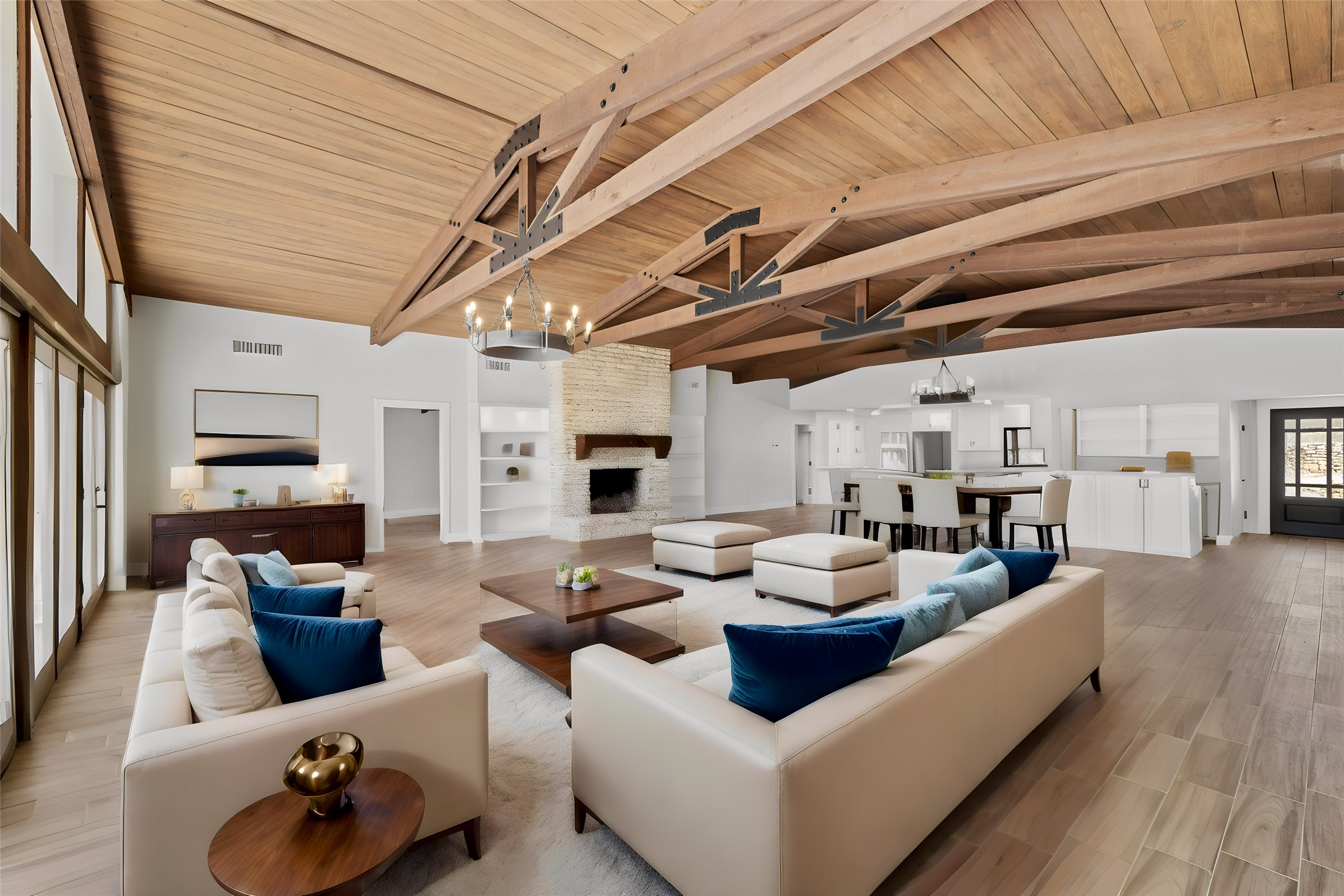 241 Highway 87 Comfort, TX 78013 - Photo 8 of 40 a living room with furniture kitchen view and a fireplace