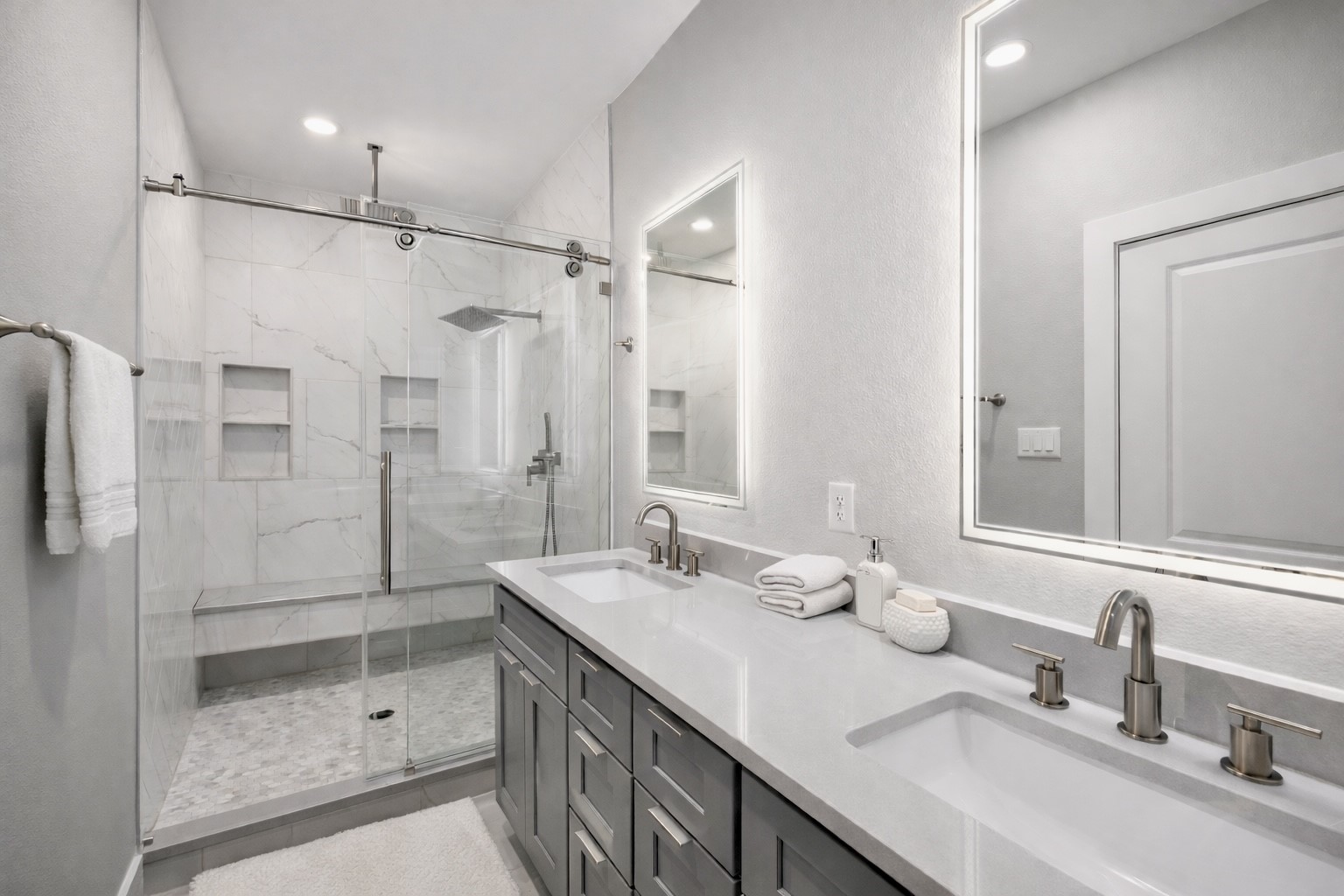 10115 Porto Rico Road Houston, TX 77041 - Photo 16 of 17 a bathroom with a shower sink and mirror