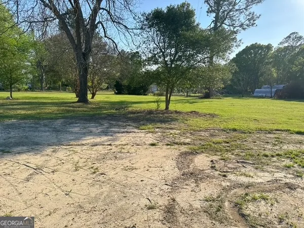 a view of a garden with trees