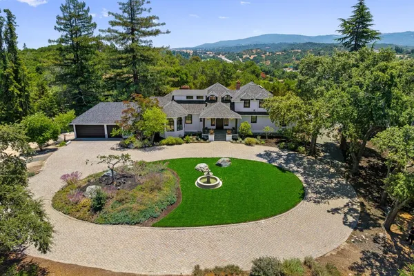 an aerial view of a house