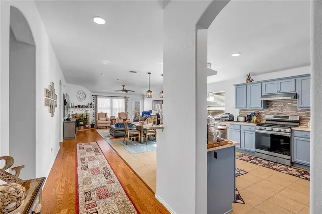 a kitchen with lots of counter top space