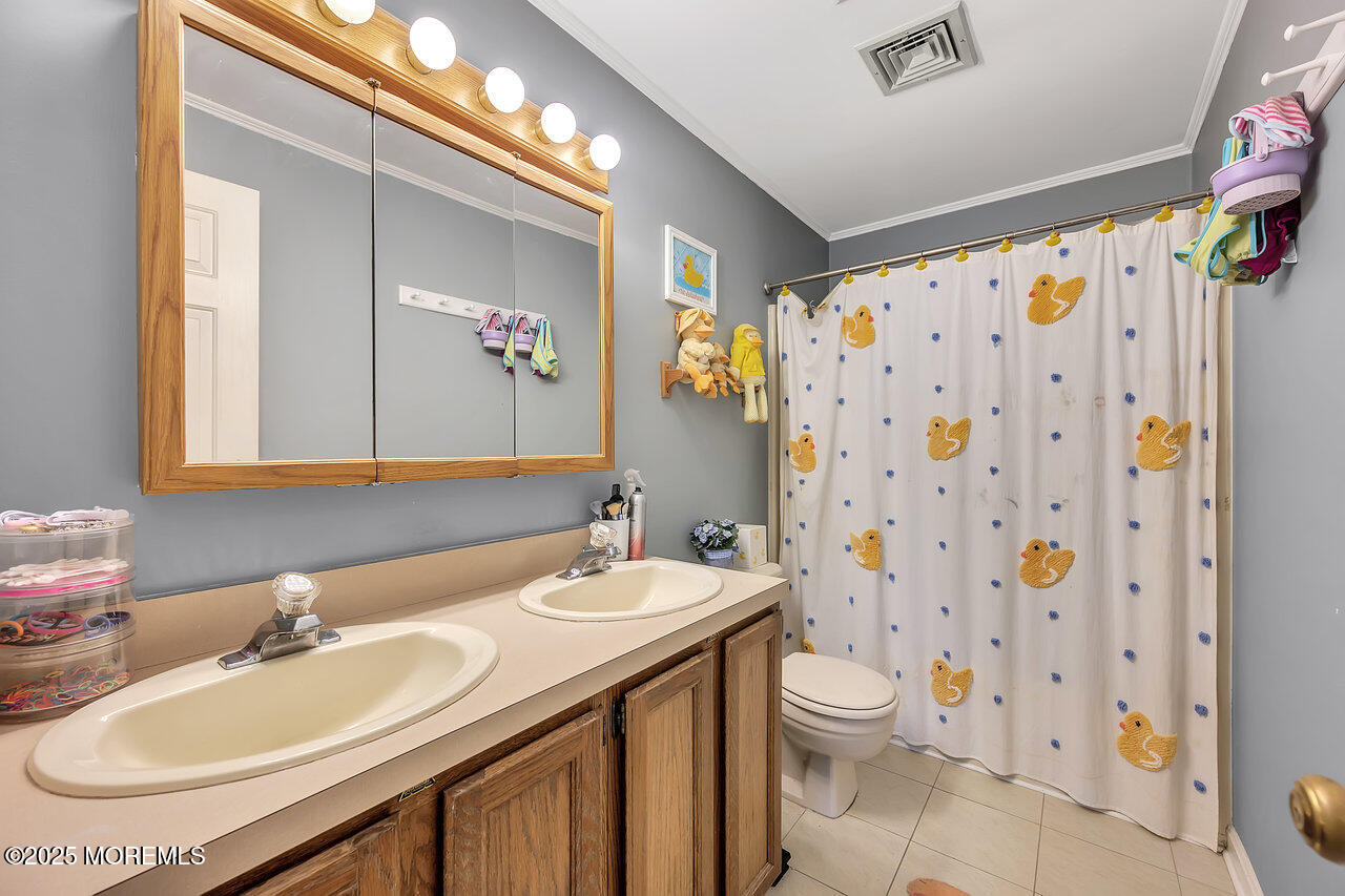 4 Cranberry Court Cream Ridge, NJ 08514 - Photo 28 of 51 a bathroom with a sink a toilet and shower curtain