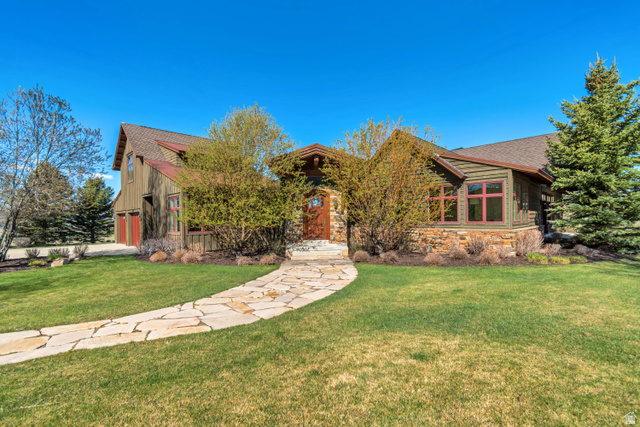 2579 Splendor Valley Road Kamas, UT 84036 - Photo 2 of 87 View of front facade featuring a front lawn and roof with shingles