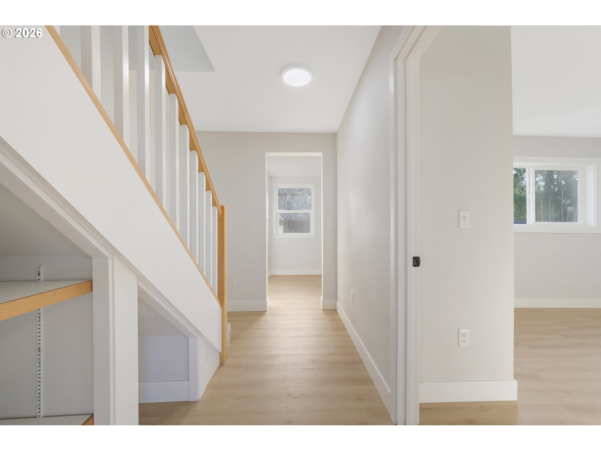 1243 Hayes Street Eugene, OR 97402 - Photo 23 of 48 a view interior of a house with wooden floor windows and stairs