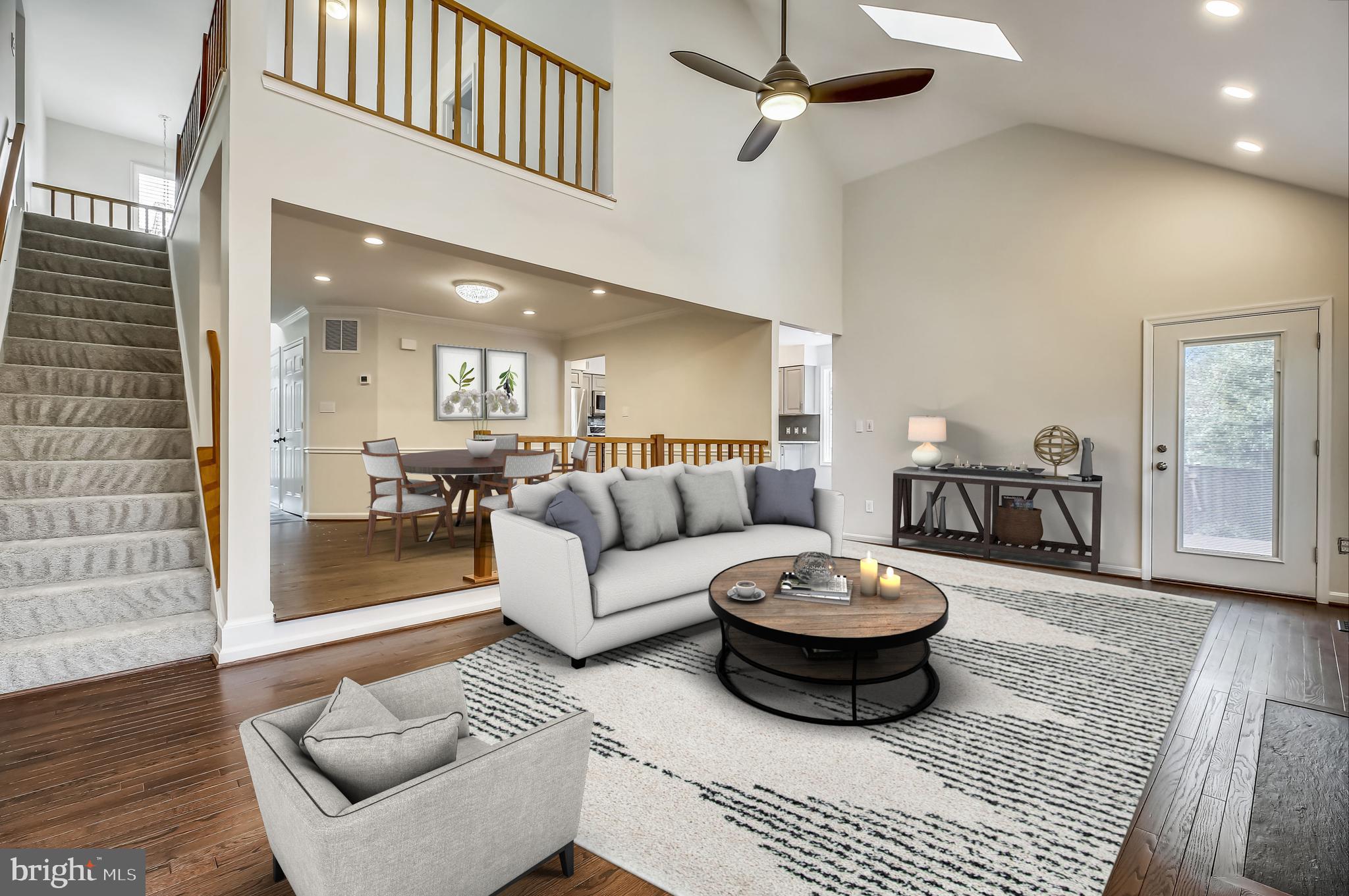 Virtually Staged Living Room with Soaring Ceilings