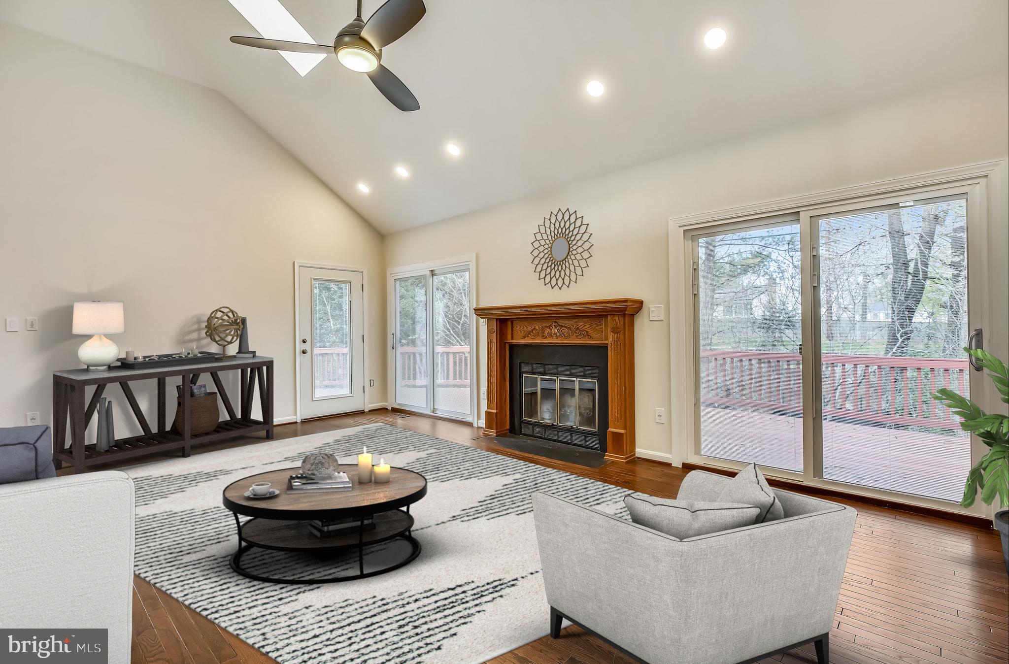 Virtually Staged Living Room with Fireplace
